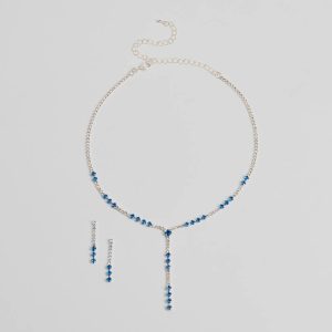 Luxe Glimmer Rhinestone Necklace And Earrings Set