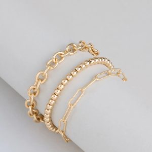 Stacked Intentions Chain And Bead Bracelet Set