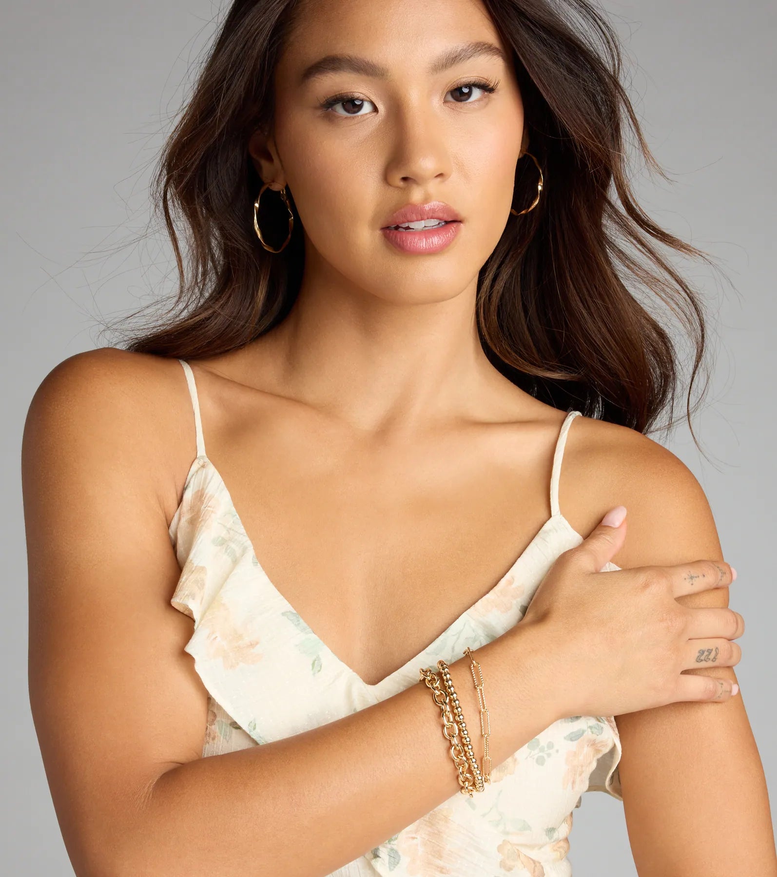 Stacked Intentions Chain And Bead Bracelet Set - Image 2