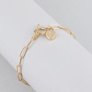 Trendy Love Lock Charm Paperclip Chain Bracelet