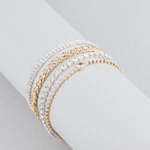 Exquisite Sparkle Rhinestone Four-Pack Bracelet Set