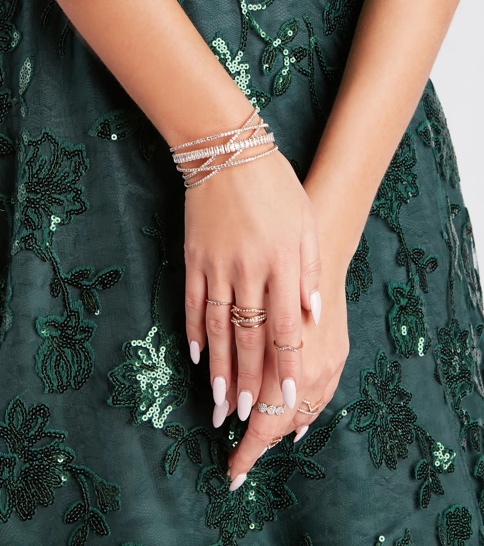 Feelin' Luxe Rhinestone Criss-Cross Cuff Bracelet - Image 2