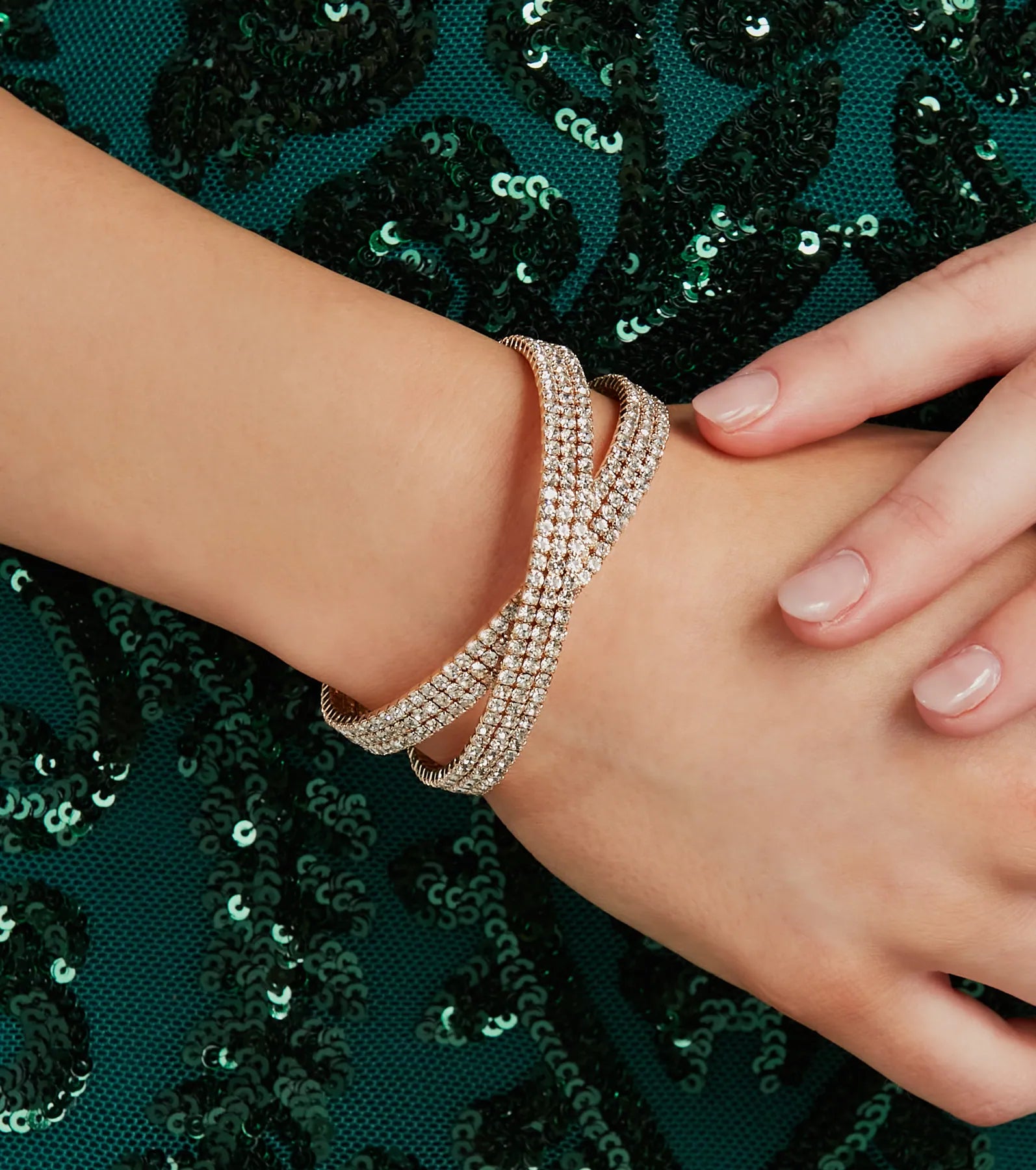 Exquisite Shine Rhinestone Cuff Bracelet - Image 2