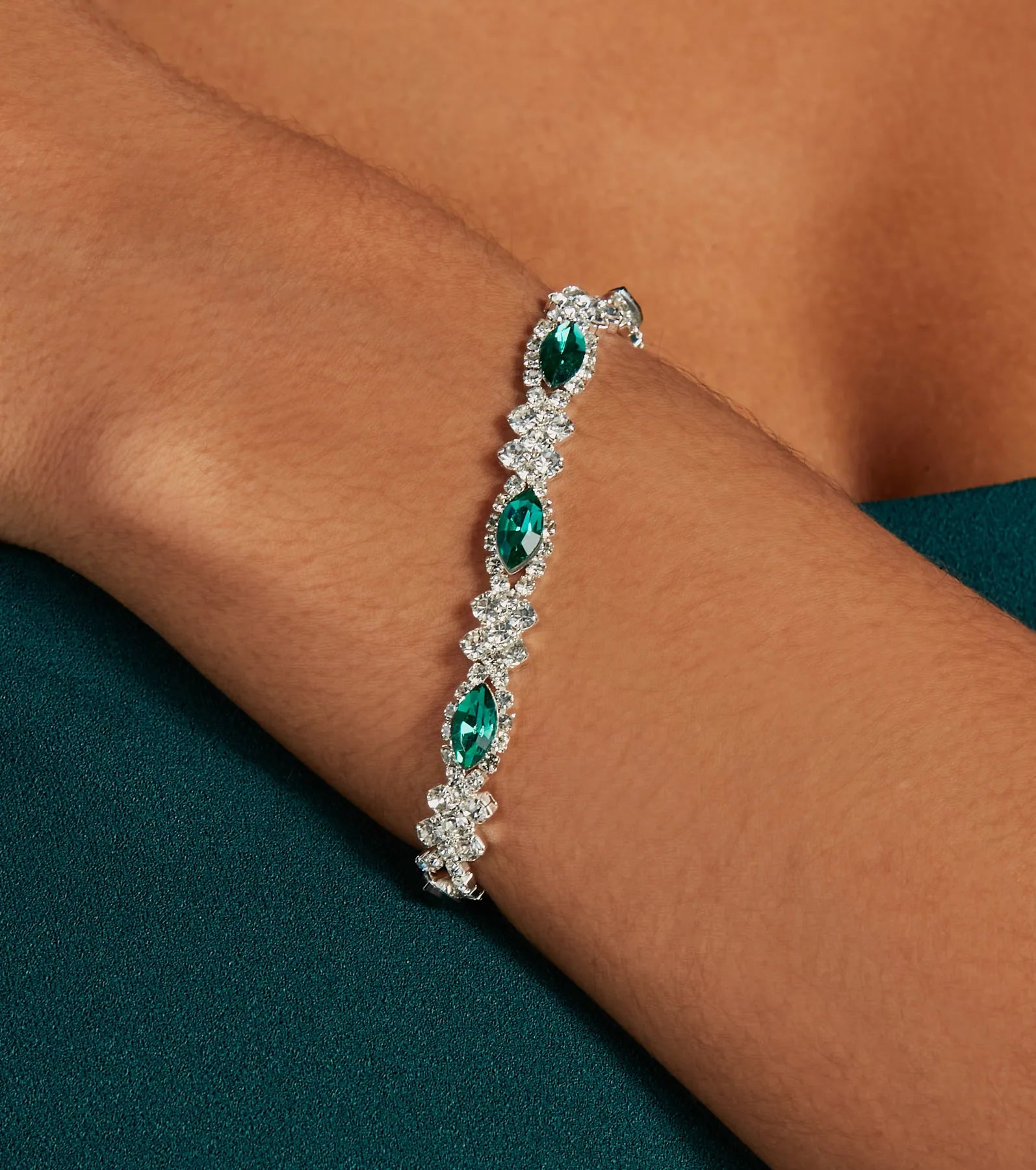 Glistening Glamour Gemstone And Rhinestone Bracelet - Image 2