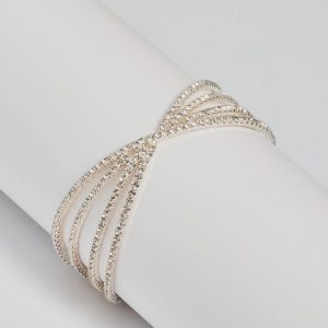 Encircled Glam Memory Wire Rhinestone Bracelet