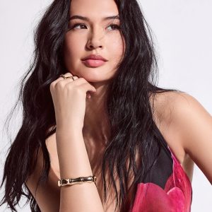 Sculpted Glam Bamboo Metal Bangle