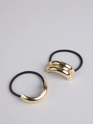 Polished Metal Hair Ties Two Pack