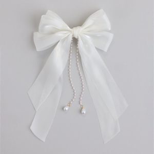 Ever So Charmed Hair Bow With Pearl Chain