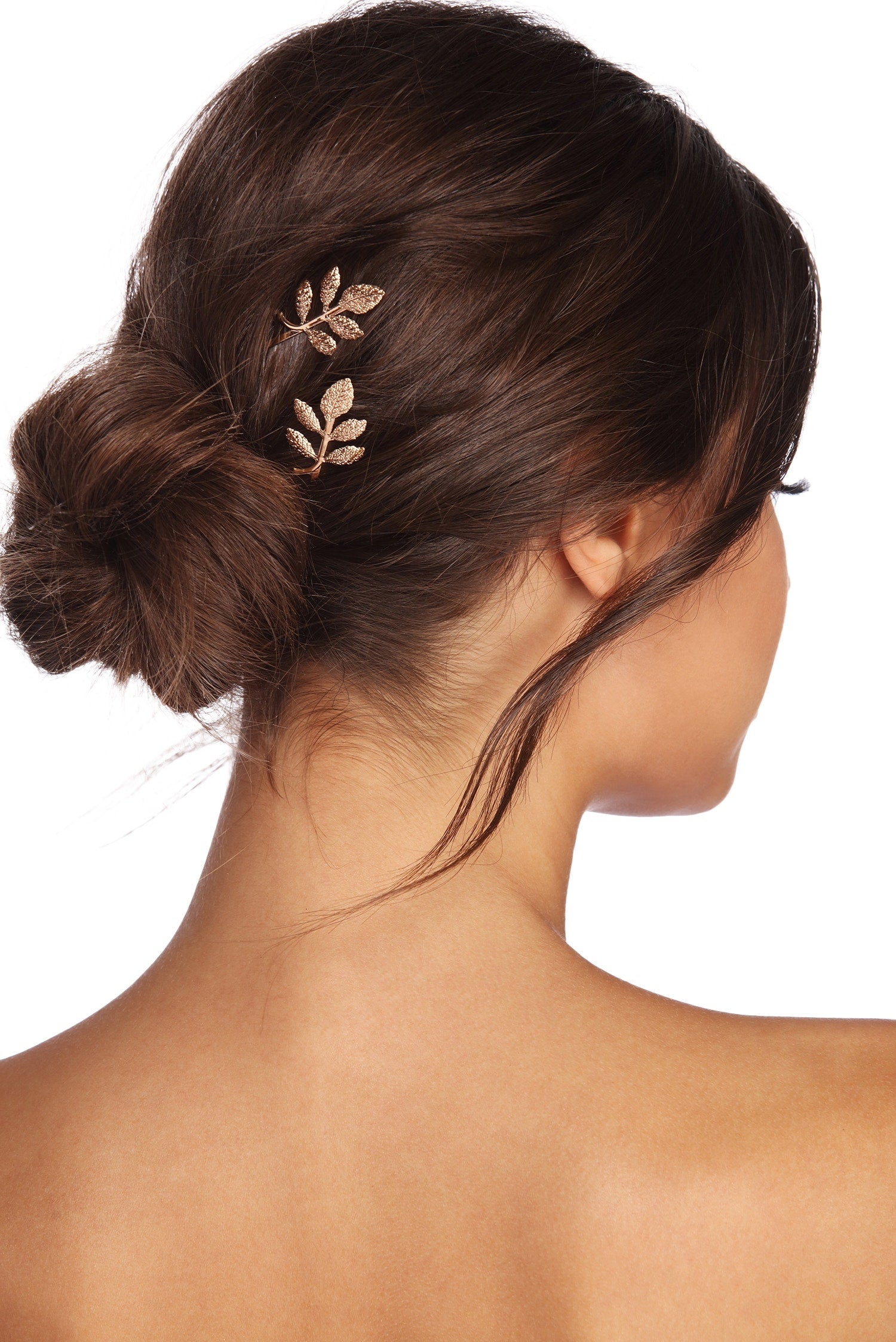 Dainty Metal Leaf Hair Pins - Image 3
