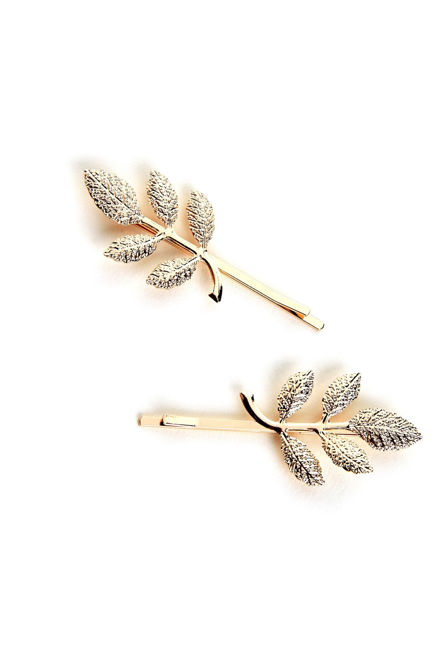 Dainty Metal Leaf Hair Pins - Image 4