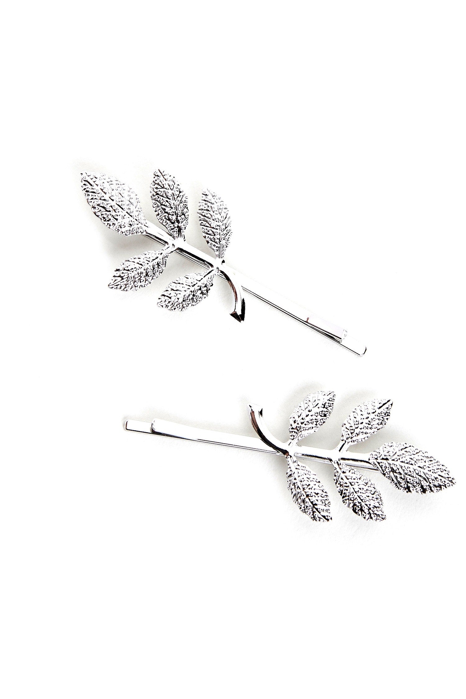 Dainty Metal Leaf Hair Pins - Image 2