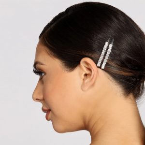 2 Pack Baguette Rhinestone Bobby Pins
