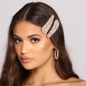 Two Pack Iridescent Gemstone Hair Clips