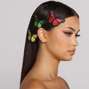 Three Pack Butterfly Patch Hairpins