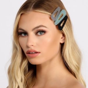 Eight Pack Glitter Acrylic Hair Clips