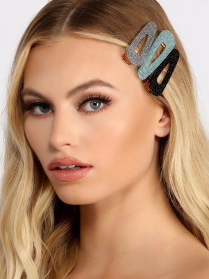 Eight Pack Glitter Acrylic Hair Clips