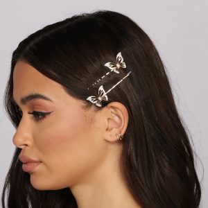 Two-Pack Rhinestone Butterfly Bobby Pins