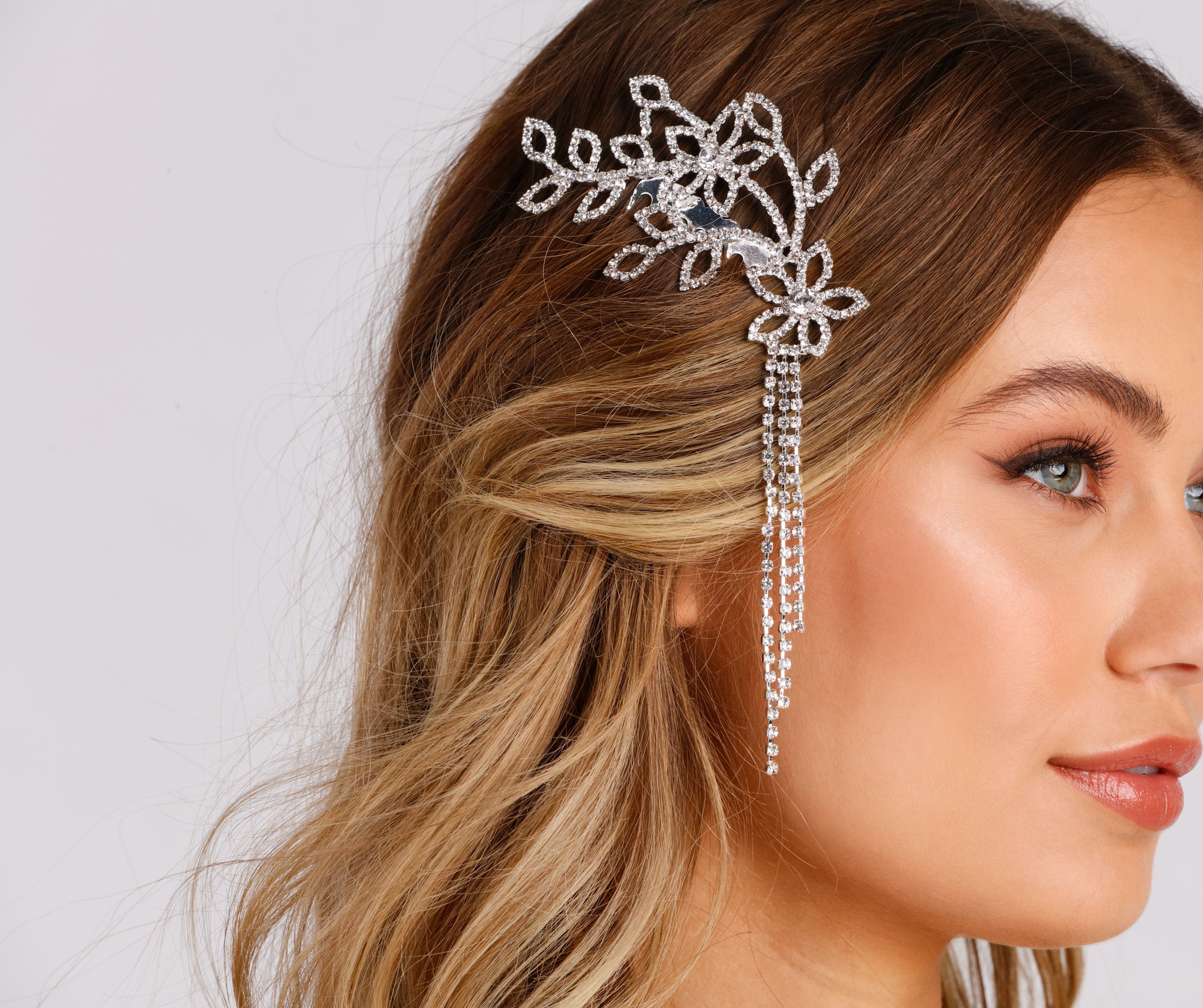 Floral Beauty Rhinestone Hair Comb - Image 2