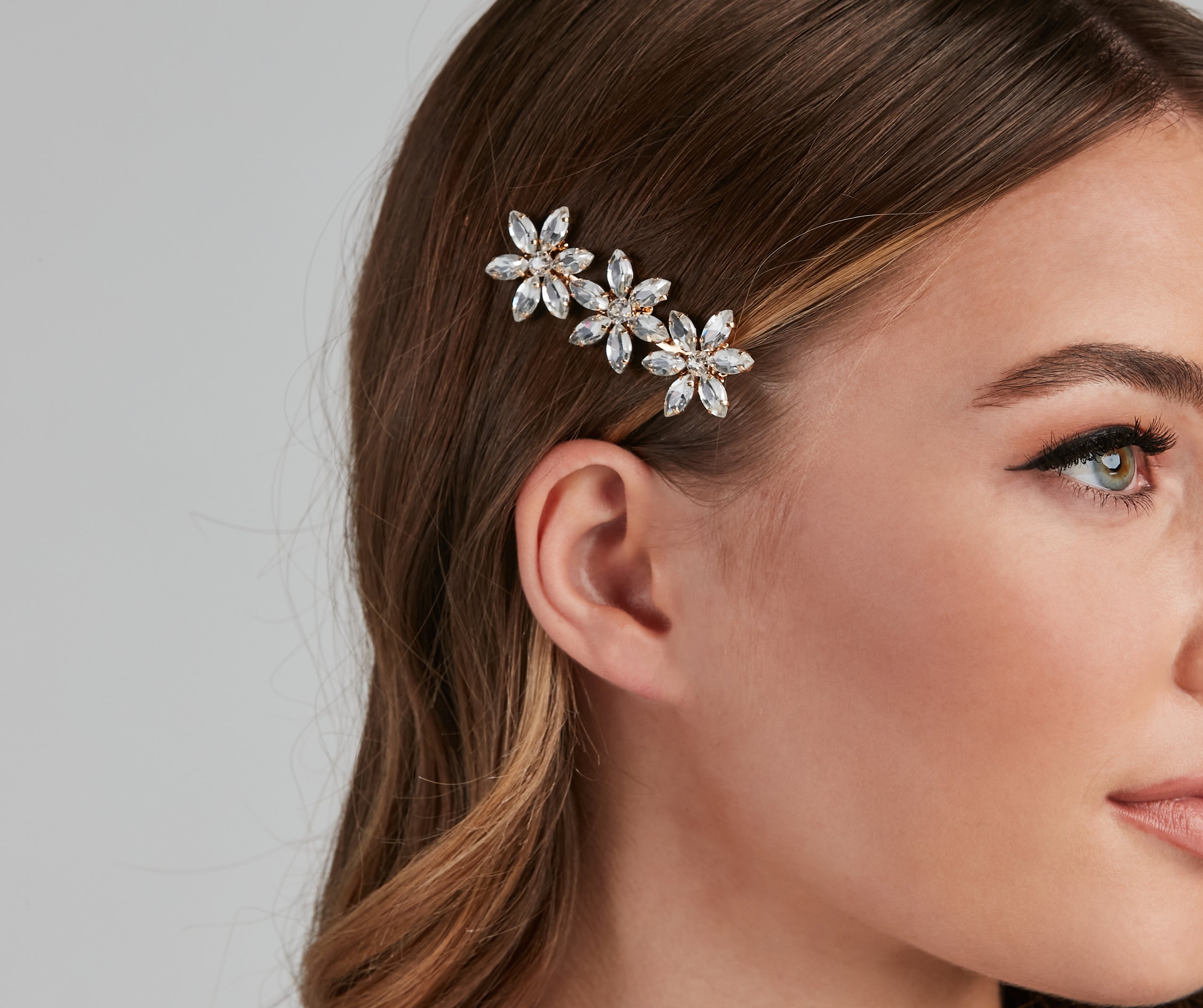Floral Glam Rhinestone Barrette - Image 2