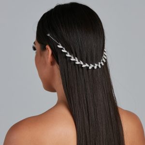 Grecian Chic Leaf Rhinestone Hair Drape