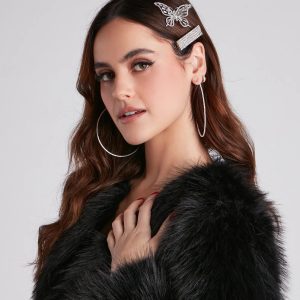 Glam Babe Rhinestone Butterfly Hair Clip Set