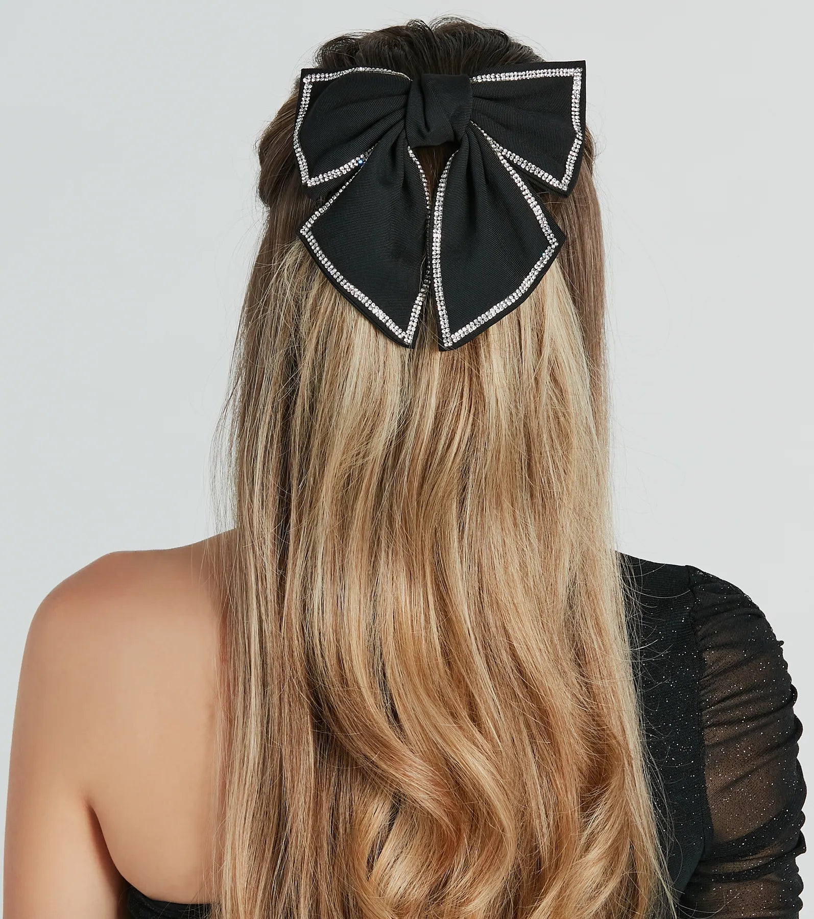 Adorably Chic Rhinestone Bow Barrette - Image 2