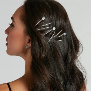 Glamour Expression Rhinestone Hair Pin Set