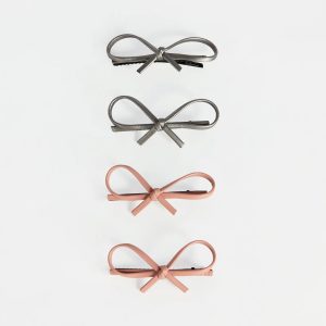 Sleek Chic Faux Leather Hair Bow Clip Set