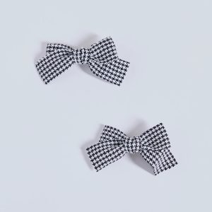 Elevated Attire Houndstooth Hair Bow Clip Set
