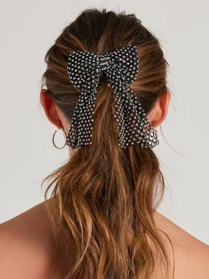 Glam Pop Iridescent Rhinestone Hair Bow Barrette