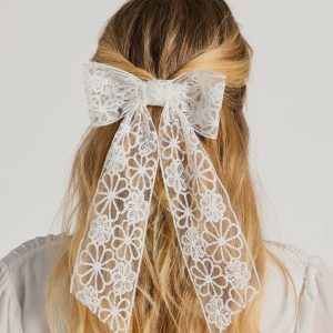 Sweet And Perfect Floral Lace Bow Hair Barrette