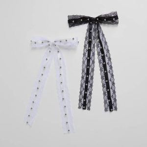 Vintage Charm Two-Pack Lace Hair Bow Barrette Set