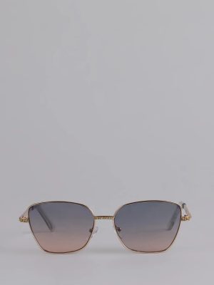 Too Glam To Shade Square Rhinestone Trim Sunglasses