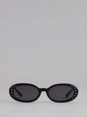 No Paparazzi Please Oval Rhinestone Sunglasses