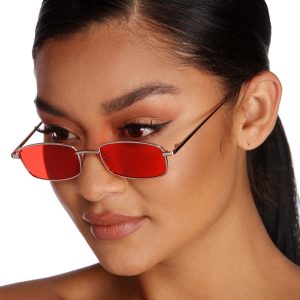 Mirrored Mini Rectangle Sunglasses