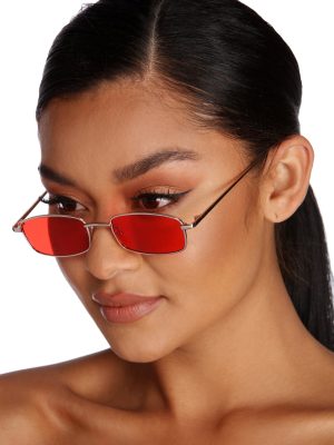 Mirrored Mini Rectangle Sunglasses