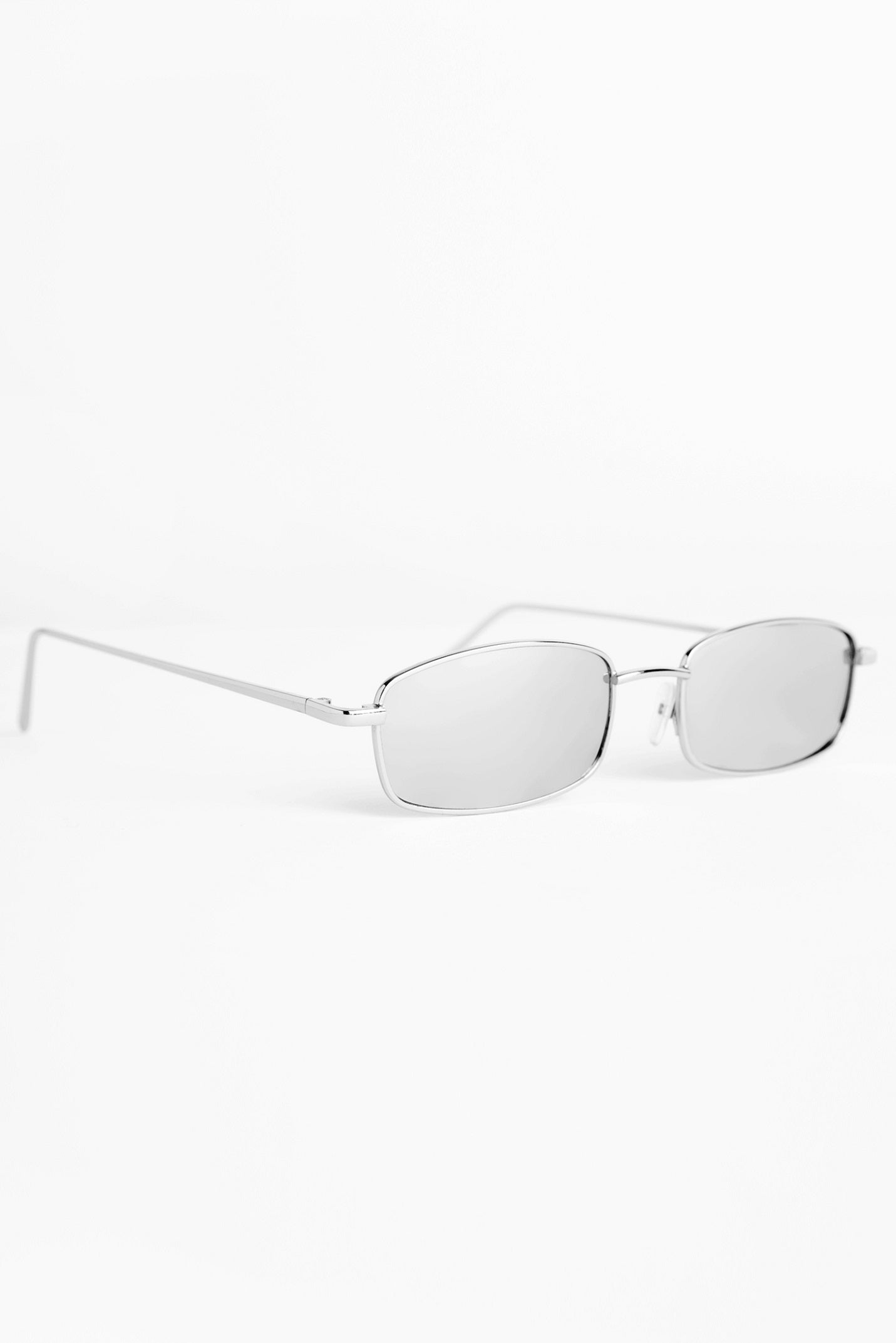Mirrored Mini Rectangle Sunglasses - Image 3