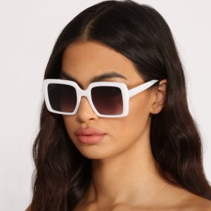 Don't Bother Me White Square Sunglasses