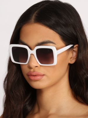 Don't Bother Me White Square Sunglasses