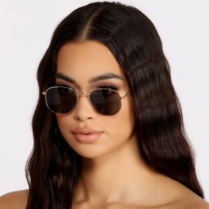 Back At It Hexagon Round Sunglasses