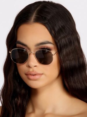 Back At It Hexagon Round Sunglasses