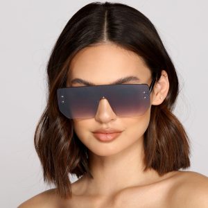 Living For Style Flat Top Studded Sunglasses