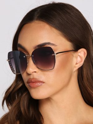 Rhinestone Glam Oversized Round Sunglasses