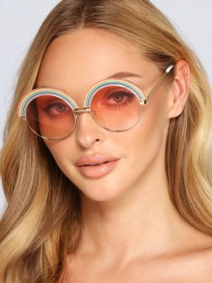 Iconic Diva Round Rainbow Sunglasses