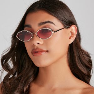 Disco Era Rhinestone Trim Sunglasses