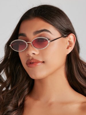 Disco Era Rhinestone Trim Sunglasses