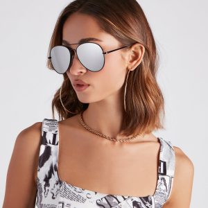 On Your Radar Mirrored Aviator Sunglasses