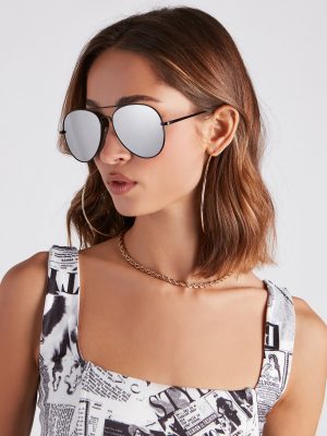 On Your Radar Mirrored Aviator Sunglasses