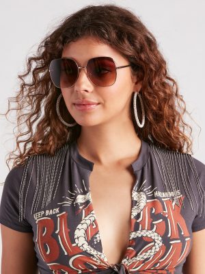 Major Attitude Round Metal Frame Sunglasses