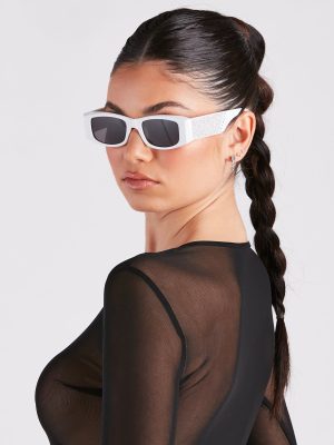 Forever Fab Rhinestone Rectangular Frame Sunglasses